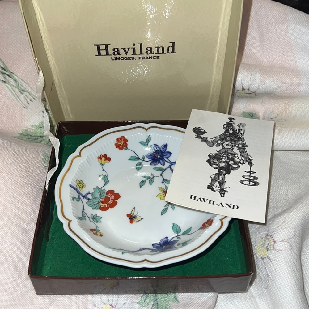 NIB New in box Haviland Limoges France small bowl green stamp